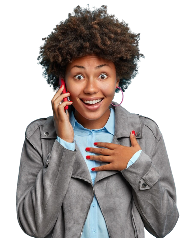 Surprised person looking at phone
